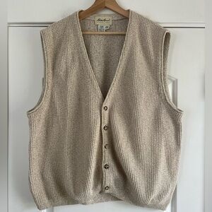 Vintage Eddie Bauer Button Front Sweater Vest Beige - L